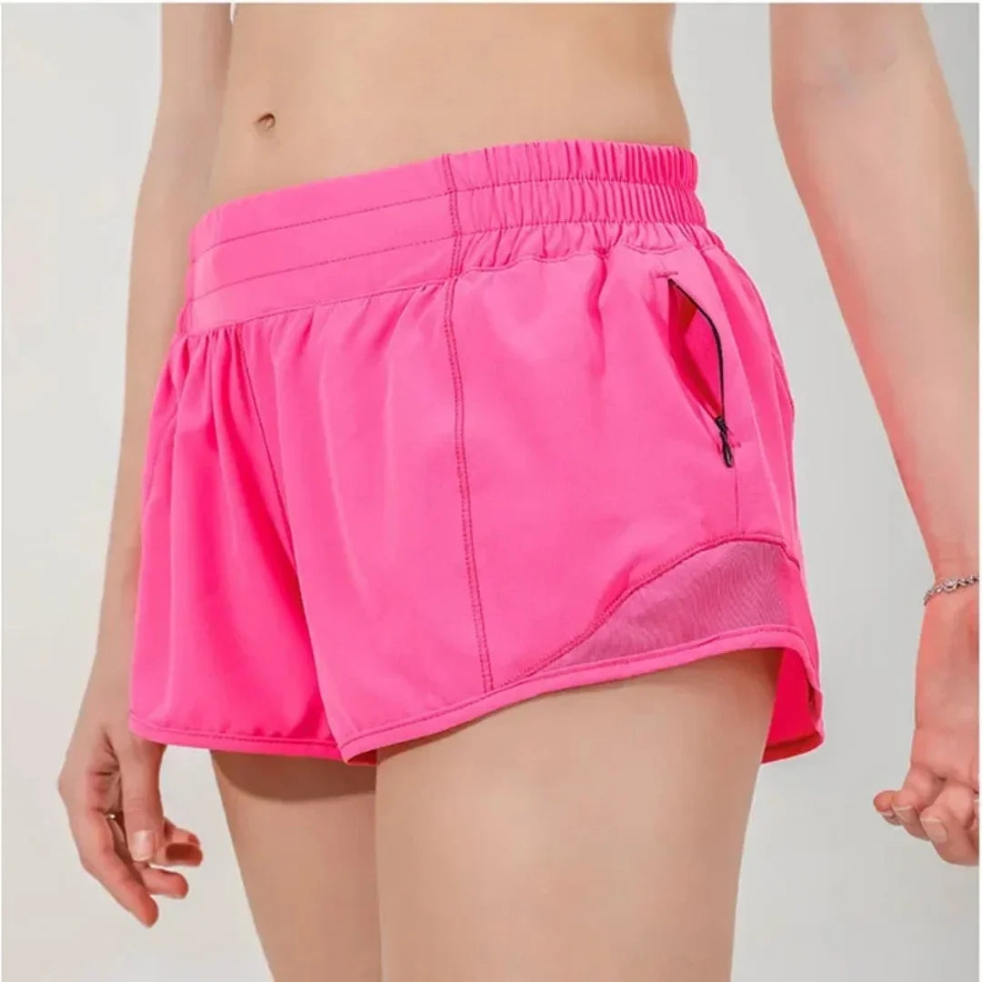 Short de Running Femme Taille Haute – Séchage Rapide avec Poches Zippées