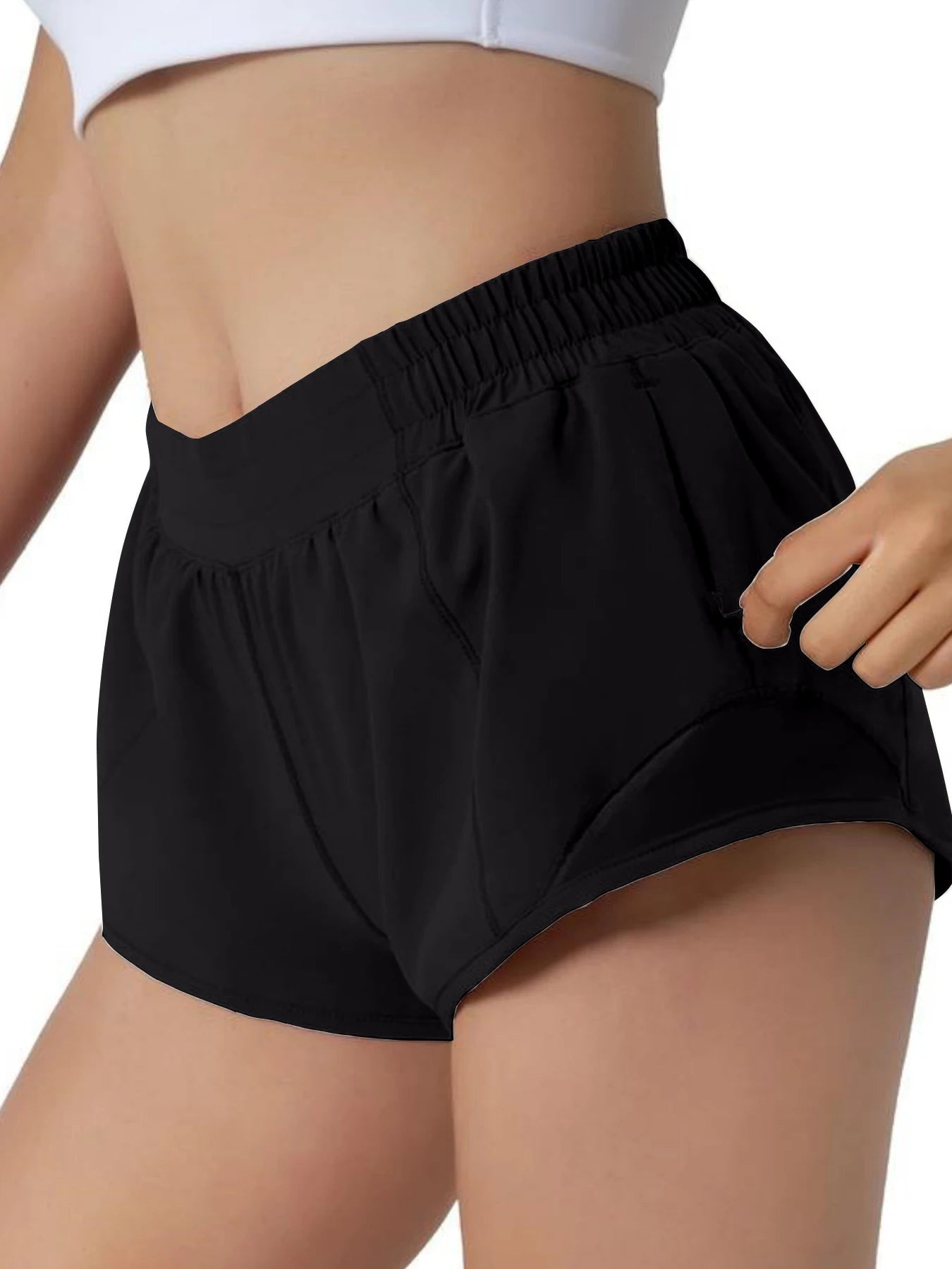 Short de Running Femme Taille Haute – Séchage Rapide avec Poches Zippées
