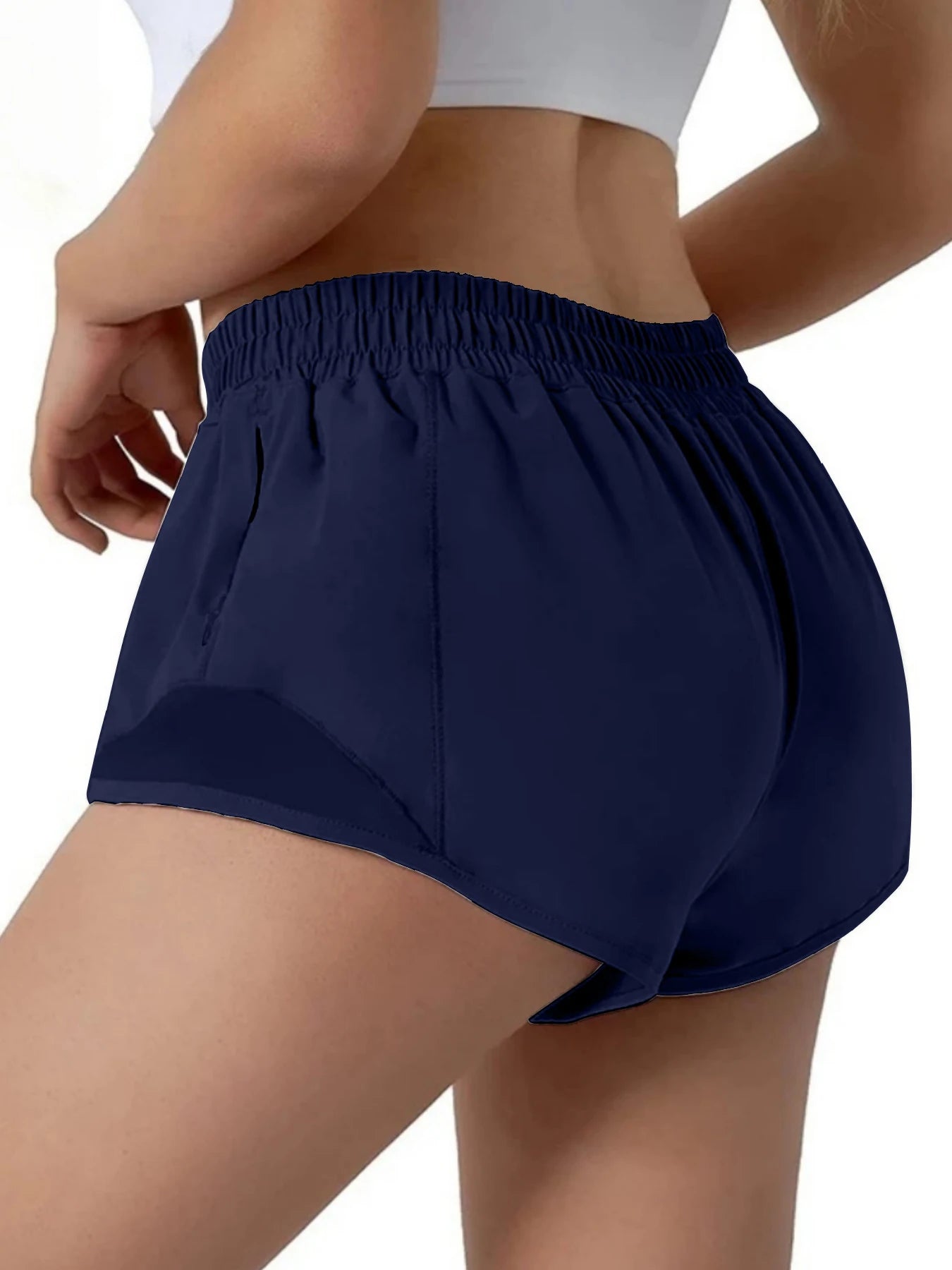 Short de Running Femme Taille Haute – Séchage Rapide avec Poches Zippées