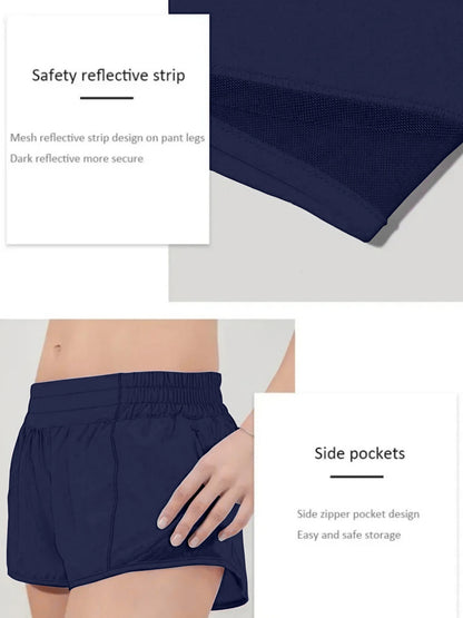 Short de Running Femme Taille Haute – Séchage Rapide avec Poches Zippées